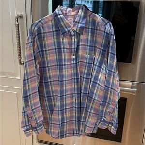Worn Once Brooks Brothers Plaid Linen Buttondown XL